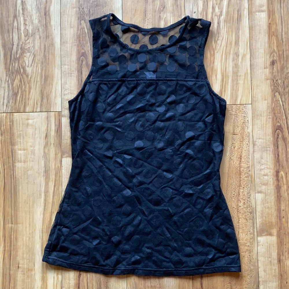 Polka dot mesh sleeveless blouse